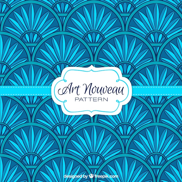 Art Nouveau Motif Floral En Bleu