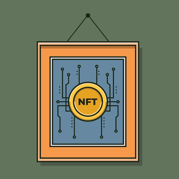 Vecteur l'art numérique avec le concept de jetons nft illustration vectorielle de jeton non fongible