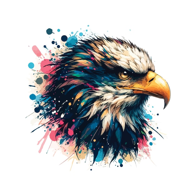 Vecteur art numérique de la tête d'aigle dans le style aquarelle illustration