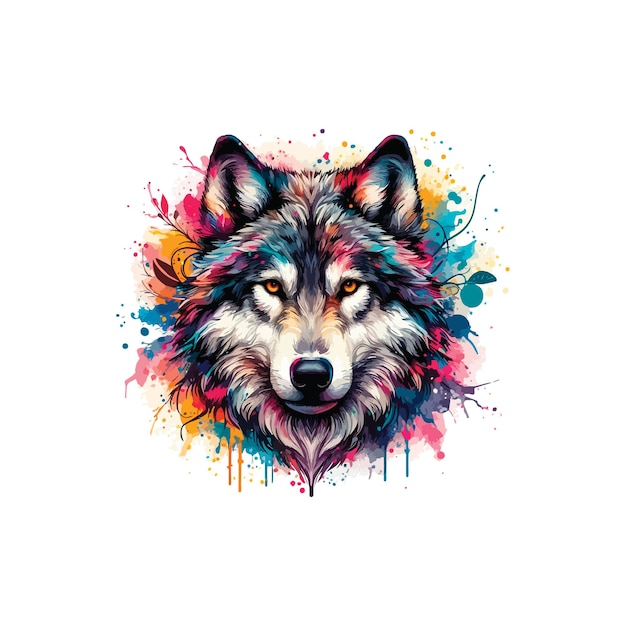 Art numérique de la tête de loup dans le style aquarelle Illustration