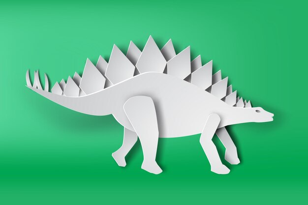 Vecteur art papier de stegosaurus dinosour sur vecteur de fond vert