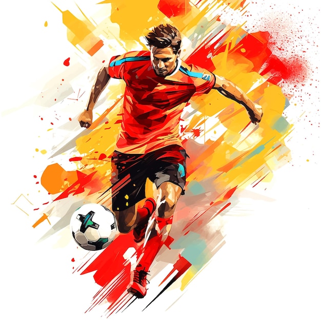 Art De Peinture Aquarelle De Joueur De Football