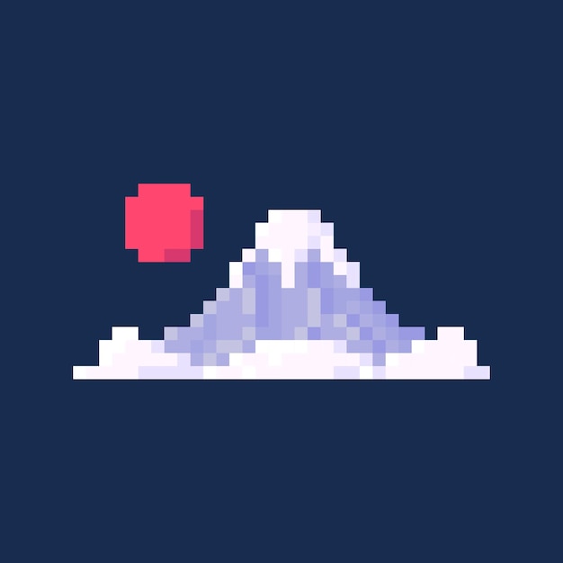 Art de pixel du mont Fuji avec des nuages