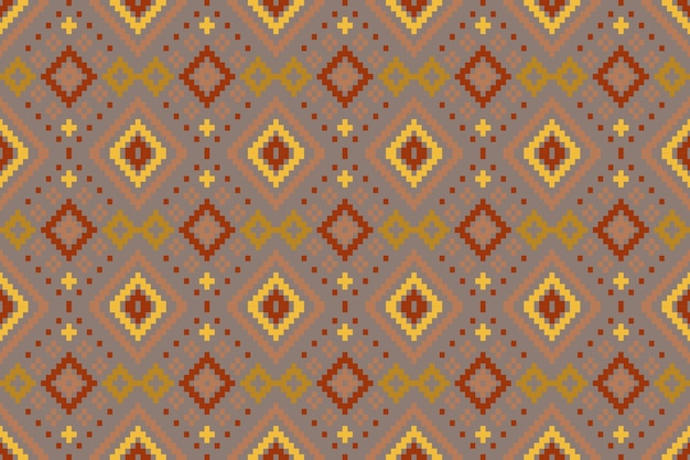 Art en pixels sans couture à motif ethnique pour tissu modèle géométrique ethnique sans coutumeArt en patterns à pixels