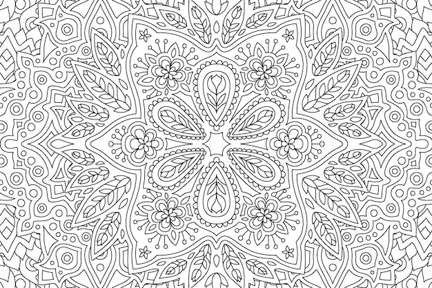 Art Pour Livre De Coloriage Avec Motif Floral Linéaire