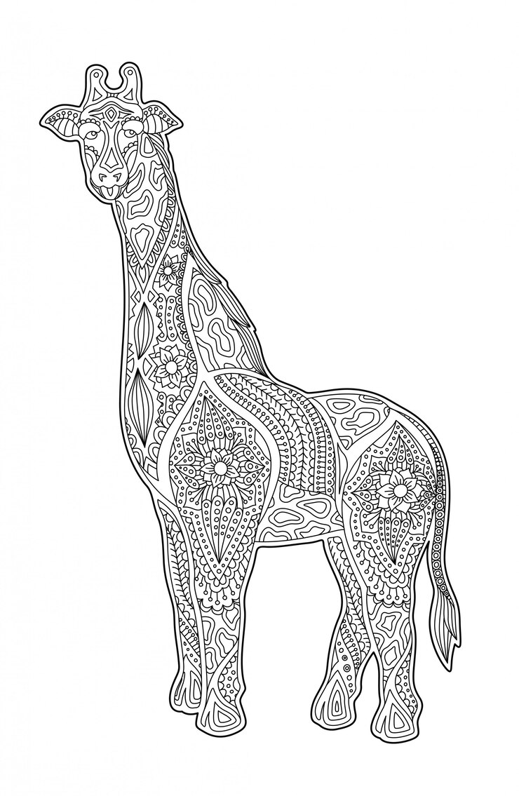 Vecteur art pour la page de livre à colorier avec girafe de dessin animé