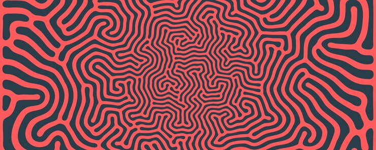 Vecteur art psychédélique ornement complexe vecteur ultra large rouge noir abstraction étrange