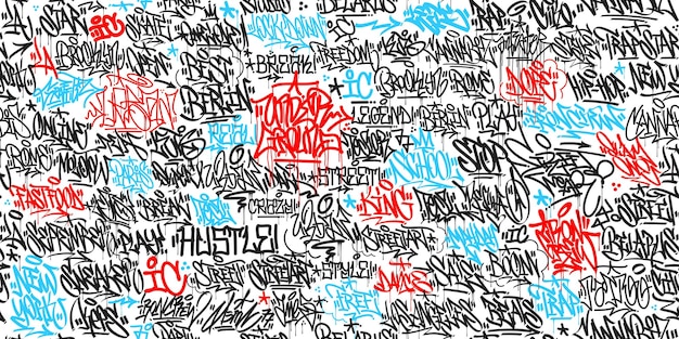 Art de rue hip hop abstrait sans couture à la mode Graffiti style calligraphie urbaine Illustration vectorielle