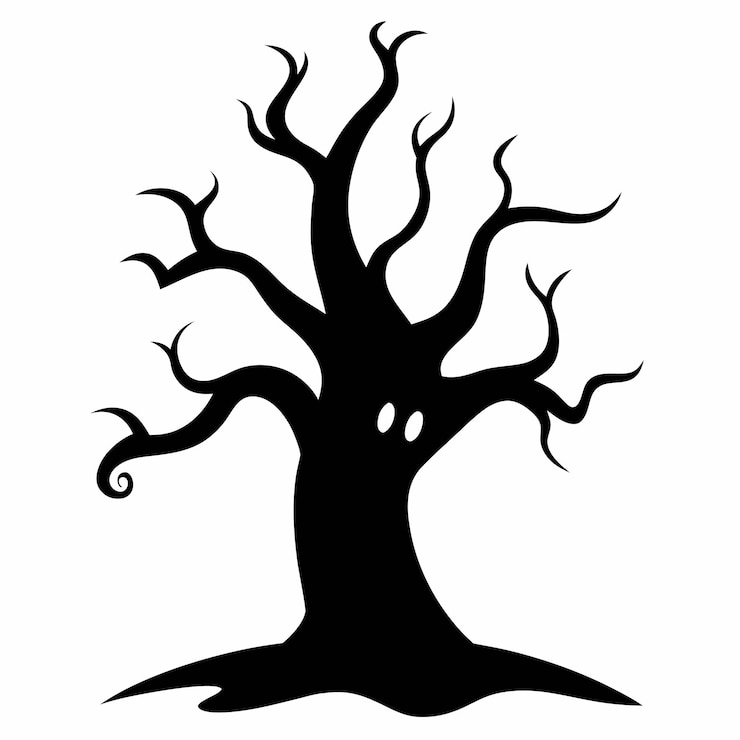 Vecteur l'art de la silhouette d'halloween le fantôme et l'illustration de l'arbre