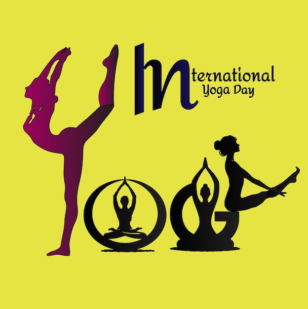 Vecteur art de la silhouette de la journée internationale du yoga généré par l'ia