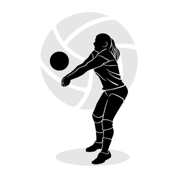 Vecteur art silhouette noire de joueuse de volley-ball fille. illustration vectorielle