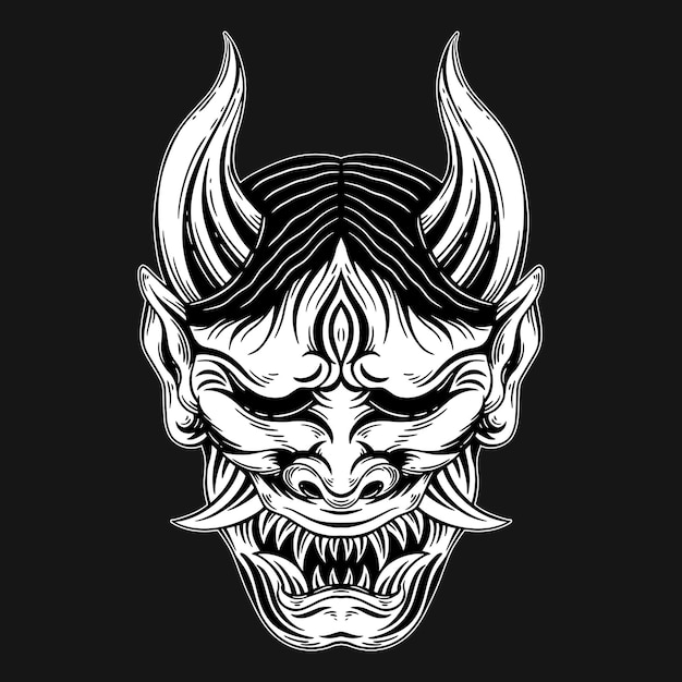 Masque Oni Vue Latérale Illustration Vectorielle