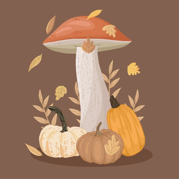 Art De Thème D'automne Avec Des Citrouilles. Art Vectoriel Confortable