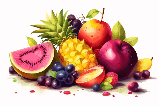 Vecteur art vectoriel doodles fruits légumes aliments verts biologiques boissons fruits produit pomme biologique en bonne santé