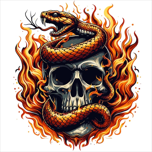 L'art Vectoriel Du Crâne Et Du Serpent