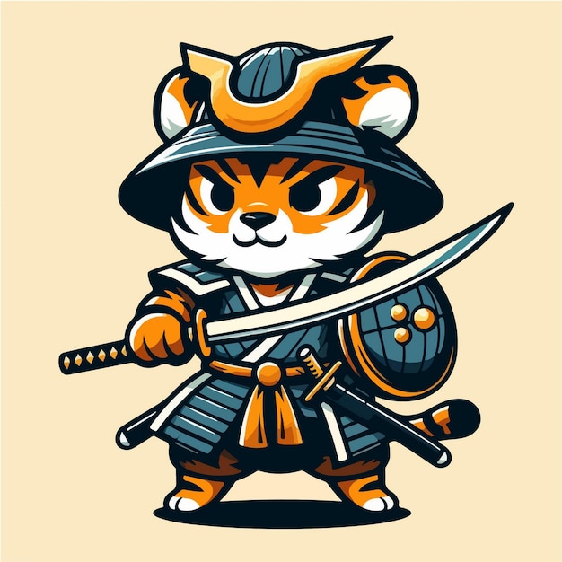 Vecteur art vectoriel du tigre samouraï japonais