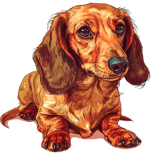 Vecteur art vectoriel du visage de dachshund dans le style de peintures à l'huile d'ombrage détaillées rouge clair et ambre