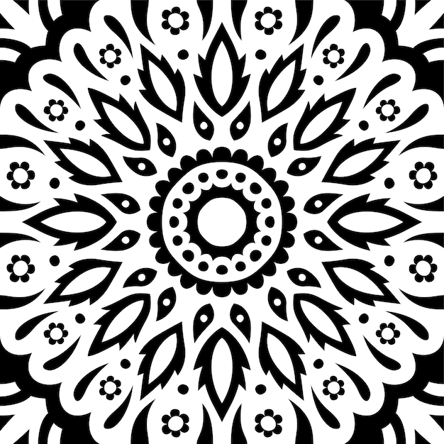 Art vectoriel avec motif de carreaux floraux tribaux noirs