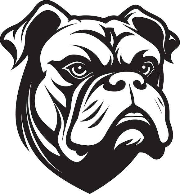 Vecteur l'art vectoriel redéfinit l'emblème du bouledogue la ténacité du bouledogue dévoile le logo noir avec le bouledogue