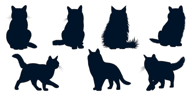 Vecteur l'art vectoriel des silhouettes d'animaux et de chats