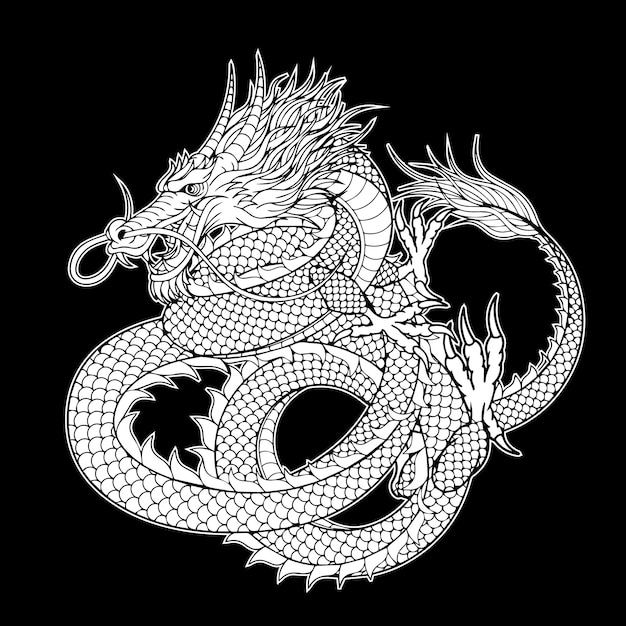 Art Vectoriel De Tatouage De Dragon Japonais