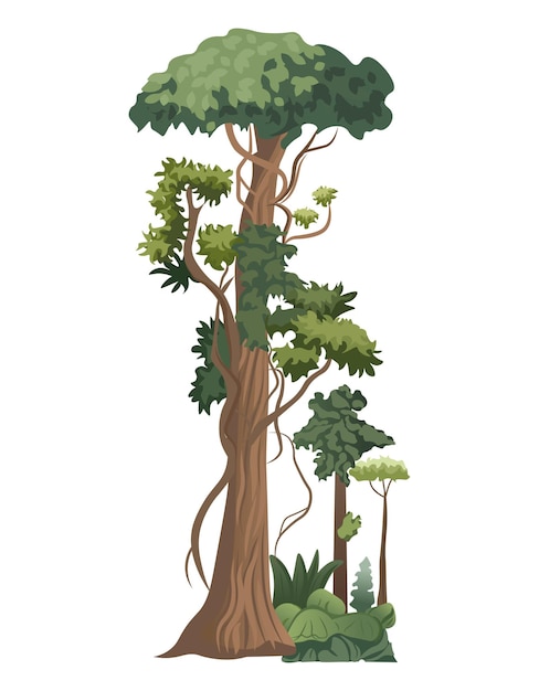 Artichelen élément vert de décor coloré dans cette illustration époustouflante un arbre de jungle vibrant