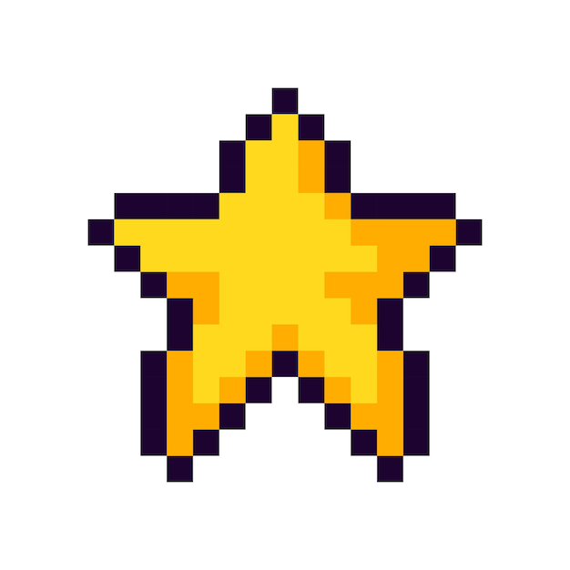 Vecteur article de jeu star pixel art, étoile de pixel de jeu.