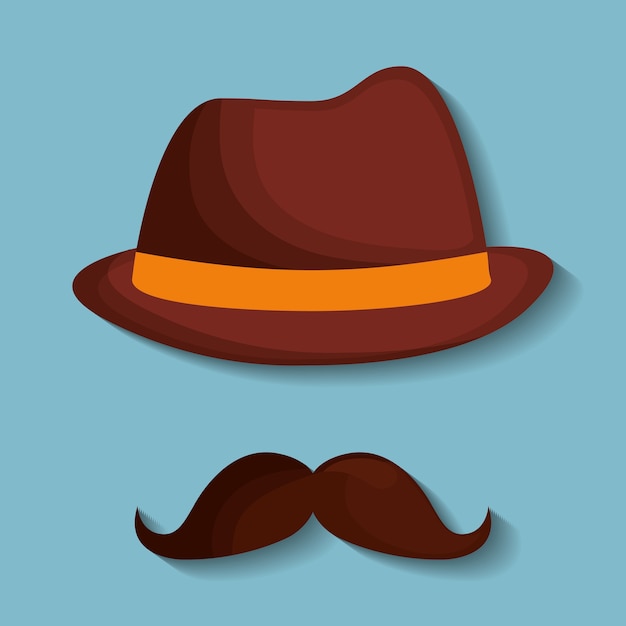 Vecteur articles de chapeau et moustache hipster image