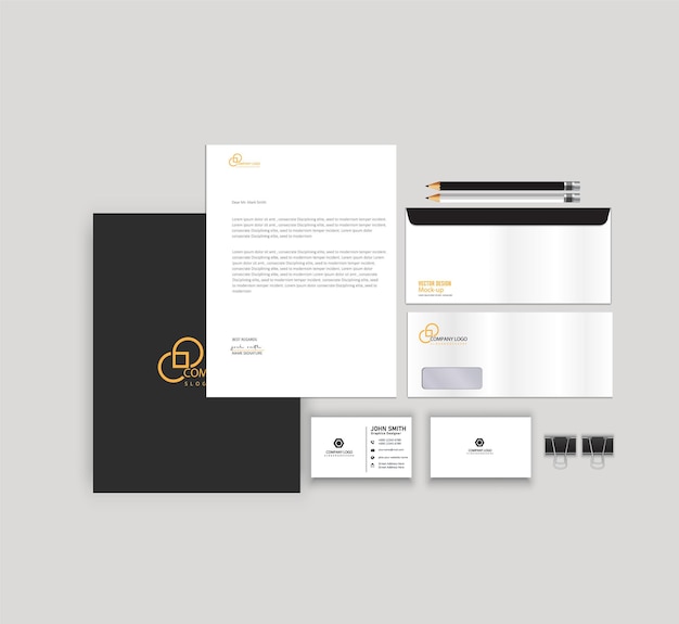 articles de papeterie d'affaires élégants avec Vector Design