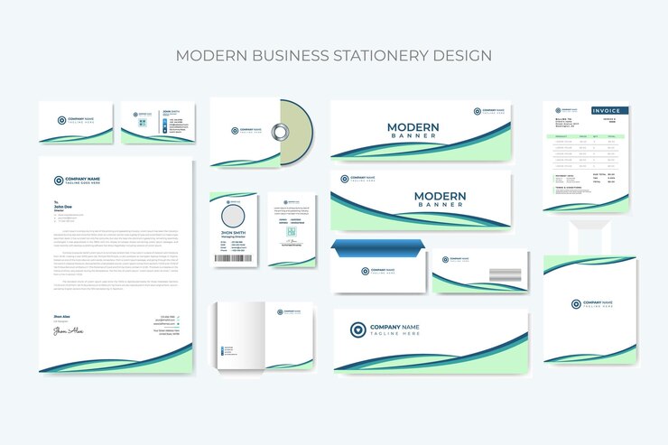 Vecteur articles de papeterie d'affaires d'entreprise set de conception graphique vectoriel