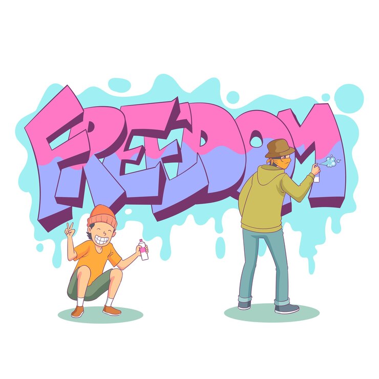 artiste mural dessinant des graffitis
