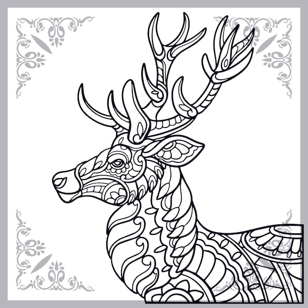 Arts Zentangle De Cerf Isolés Sur Fond Blanc