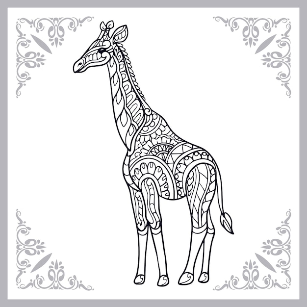 Arts Zentangle Girafe Isolé Sur Fond Blanc