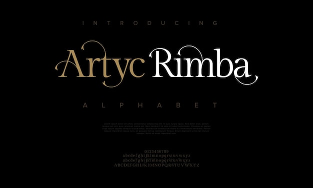 Vecteur artyicrimba luxe haut de gamme alphabet élégant lettres et chiffres typographie de mariage élégante classique