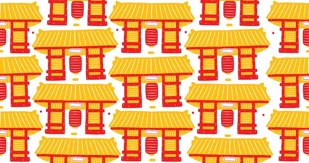 Asakusa Seamless Pattern Dans Un Style Design Plat