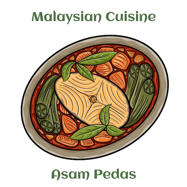 Asam Pedas Un plat de poisson épicé et acidulé fait avec le jus de la plante de tamarin et beaucoup de piments moulus Cuisine malaisienne