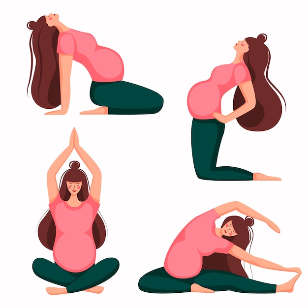 Vecteur asana pose pour une femme enceinte.