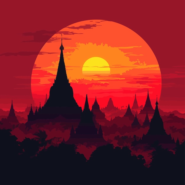 Vecteur asia_famous_landmark_silhouette_style (en anglais)