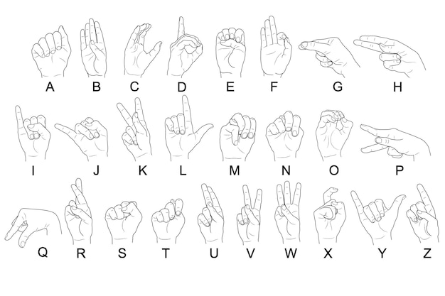 Vecteur asl alphabet la langue des signes américaine