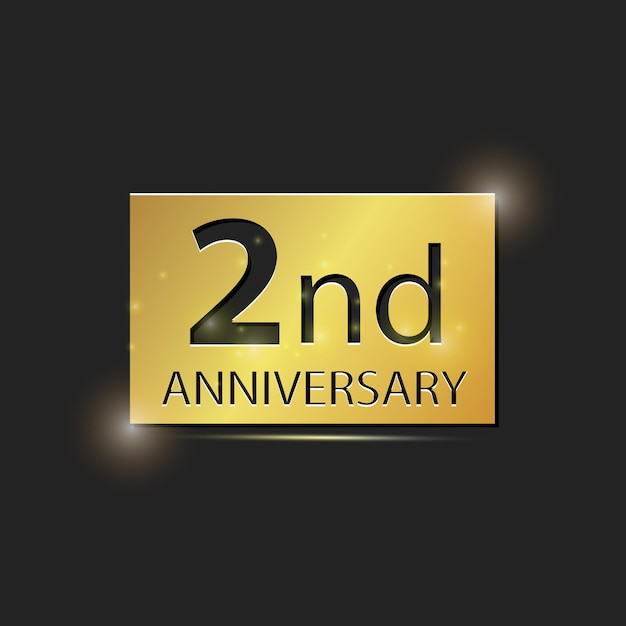 Assiette carrée en or Logo élégant 2e anniversaire