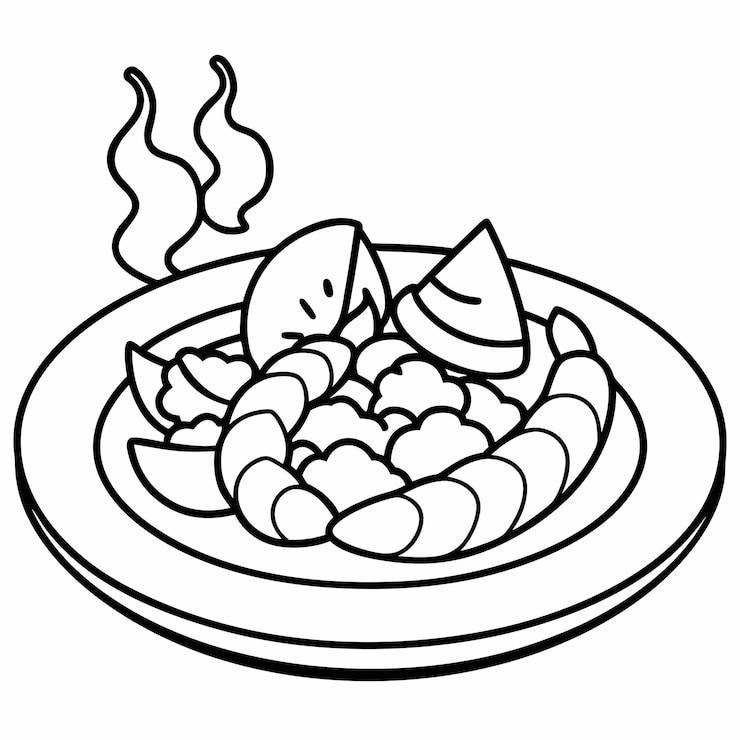 Vecteur une assiette de crevettes épicées ou de camarones à la diabla