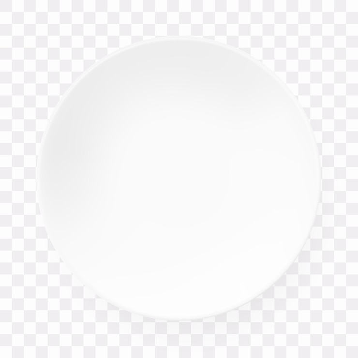 Assiette ronde en papier blanc vide sur fond transparent