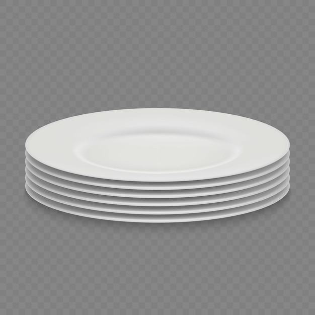 Vecteur assiette à vaisselle blanche réaliste 3d isolée, vue avant