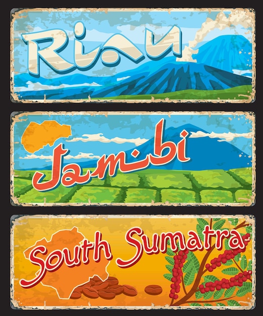 Vecteur assiettes des provinces de riau jambi et du sud de sumatra