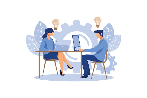 Assistant Internet à la promotion du travail dans l'illustration de conception de vecteur plat réseau