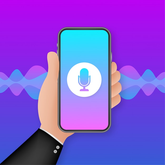 Assistant Personnel Et Concept De Reconnaissance Vocale Gradient Illustration Des Technologies Intelligentes Soundwave. Illustration.