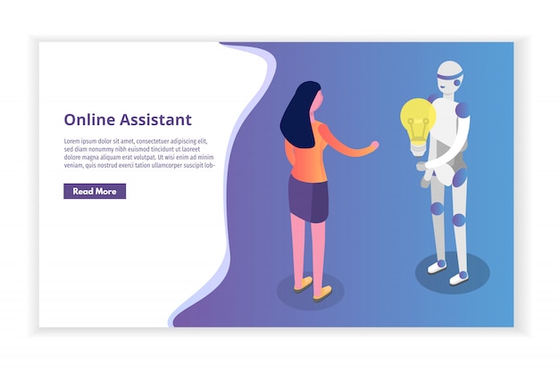 Assistant Virtuel En Ligne, Concept Isométrique De Chat Bot. Illustration.