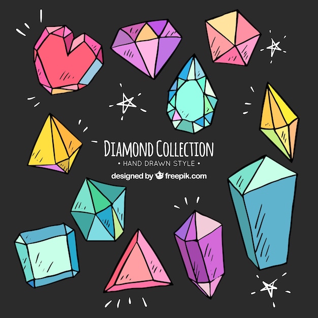 Assortiment De Diamants Dessinés à La Main