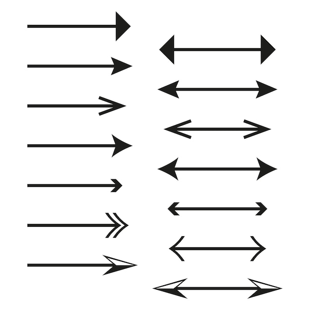 Assortiment de flèches directionnelles Symboles de navigation noirs Ensemble vectoriel Divers