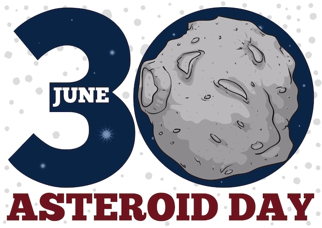 Astéroïde En Style Cartoon Sur Date Pour Célébrer Sa Journée Le 30 Juin